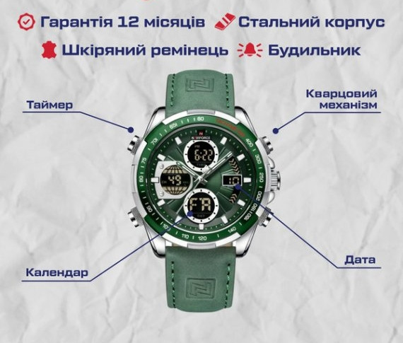Часы мужские наручные Naviforce Fly ArmyGreen Винница - изображение 9