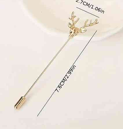 Шпилька-булавка з оленем, золотиста брошка на піджак Київ