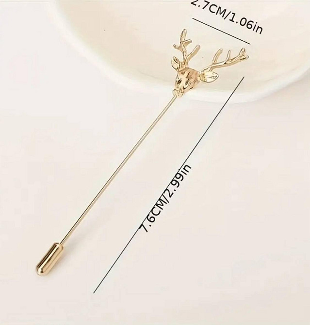 Шпилька-булавка з оленем, золотиста брошка на піджак Київ - фото 3