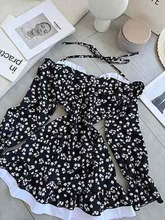 Женское стильное мини-платье  штапель, софт Черный, 44/46 Одесса