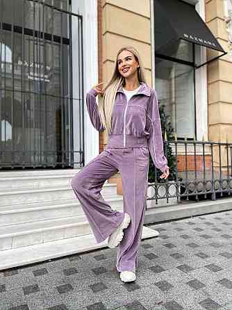 Женский стильный повседневный велюровый костюм двойка Пастельна Фріза Одесса