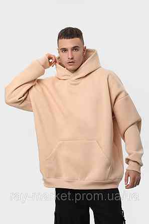 Худи оверсайз мужское утепленное RAY OVERSIZE бежевое (U0404M-Cream) 2XS/XS Киев