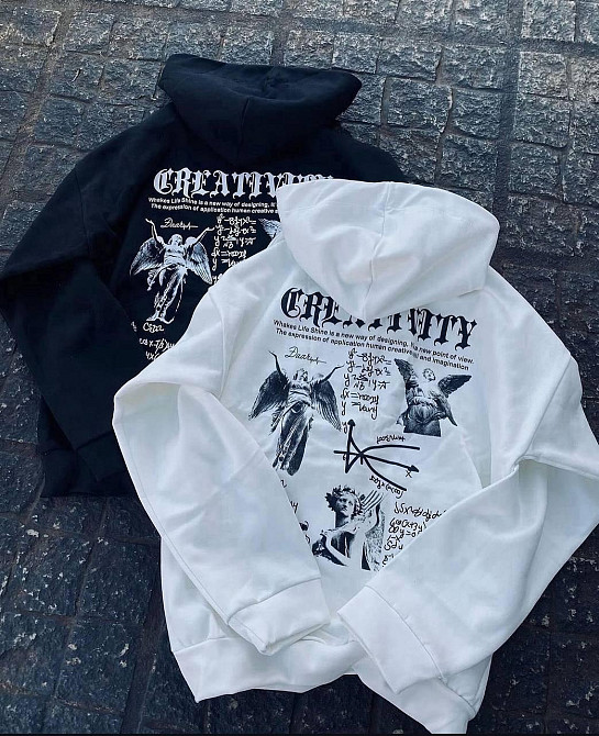 Жіноча тепла оверсайз худі з накатом тринитка на флісі Одеса - фото 1