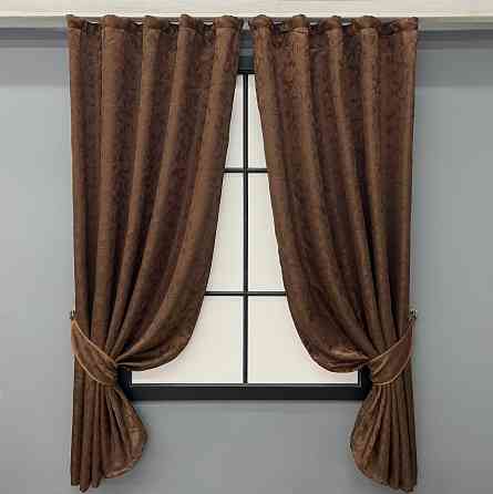 Комплект готових штор VR-Textil Жакард № 1088ш Коричневий 130х170 см 2 шт (35-0417) Київ