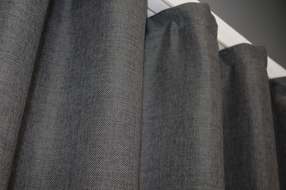 Комплект коротких штор VR-Textil Лен Мешковина № 1140ш 130х170 см 2 шт Графитовый (35-0035) Киев - изображение 5