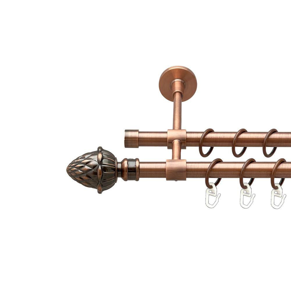 Карниз Orvit Цинара металевий дворядний закритий гладка труба кільце металеве Мідь 16\16 мм 120 см (00-00020013) Львів - фото 1