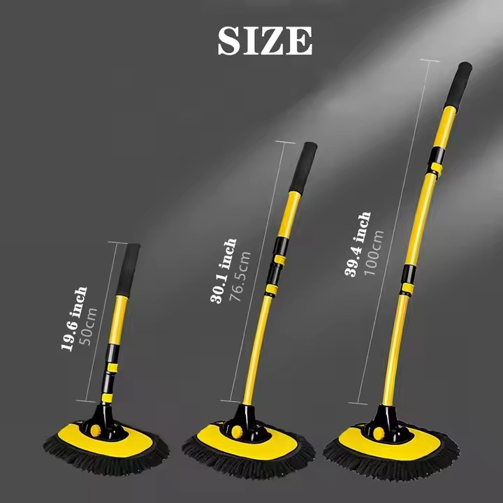 Швабра автомобильная для мойки с выдвижной телескопической изогнутой ручкой размер 28х100 см,желтая Каменец-Подольский - изображение 5