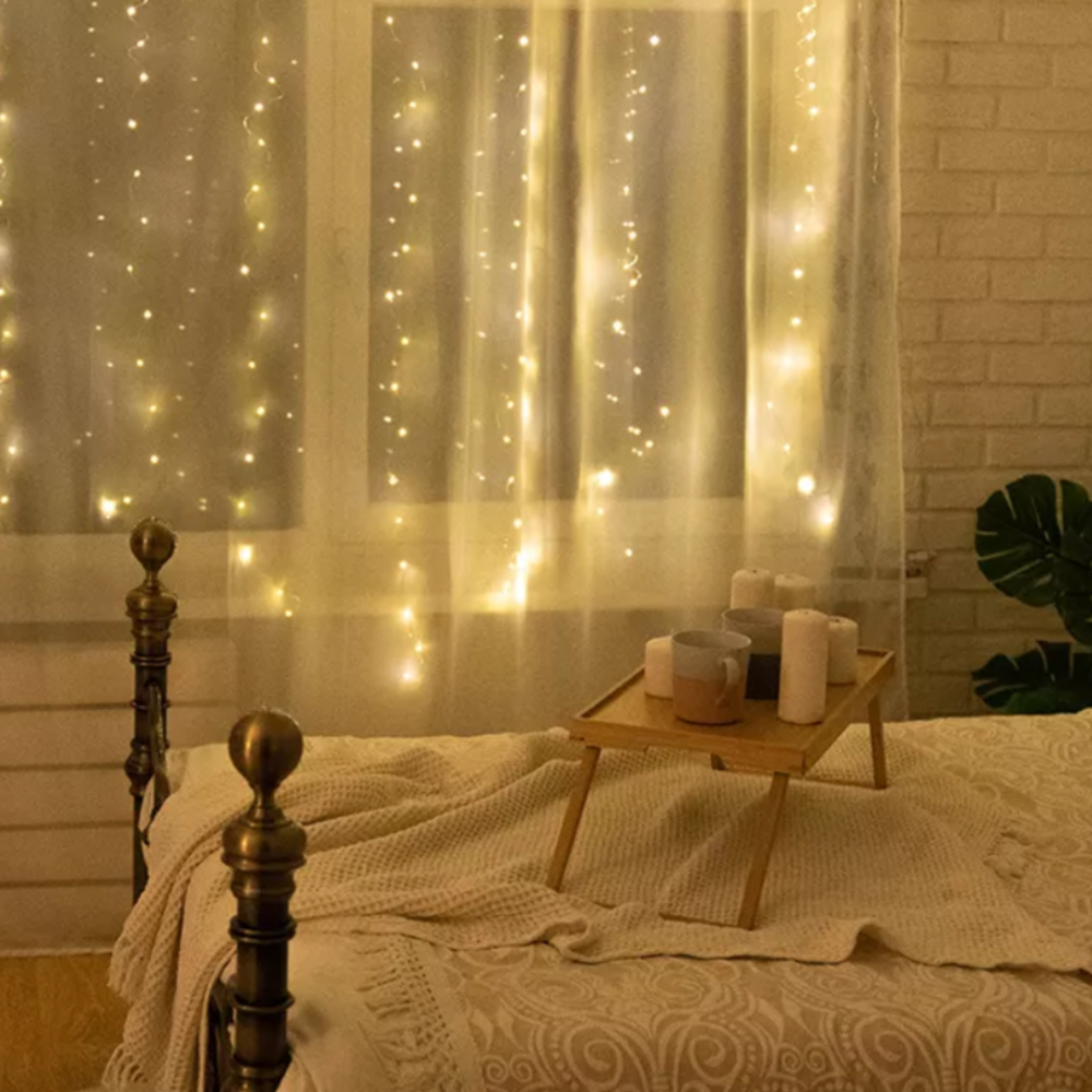 Світлодіодна гірлянда штора роса Niki Light штора від USB 8 режимів гірлянда завіса з Пультом 300 лед 3x3м Теплий білий Київ - фото 9