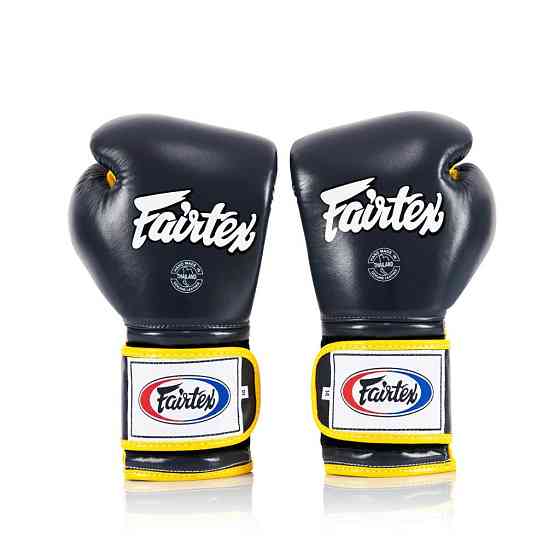 Боксерські рукавиці Fairtex BGV9 Mexican Blue/Yellow 12 унцій (бинти в комплекті) Каменское