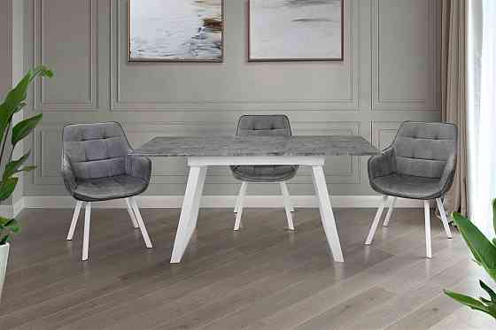 Стіл Тандем 120(+40)*75 білий метал/мрамор світл Київ