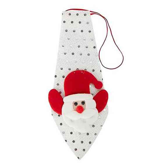 Новорічна краватка з фігуркою "Санта Клаус" HH-2(White) на гумці Вінниця