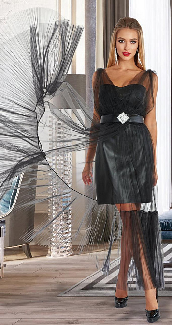 Подвійна сукня з екошкіри Київ - фото 1