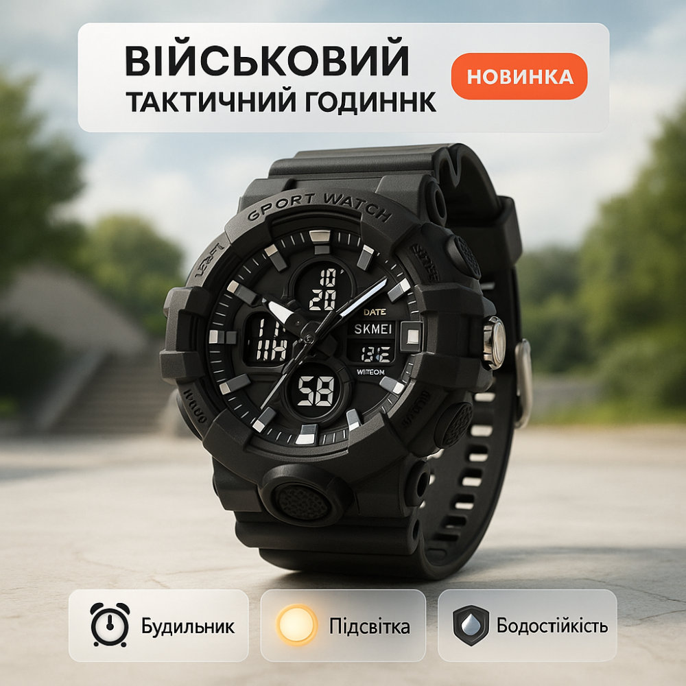 Військовий годинник для військовослужбовця, Модний наручний електронний годинник Протиударний KN-31 Львів - фото 7