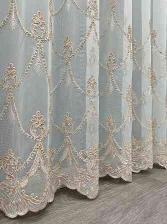 Тюль VR-Textil 1468т Фатин з вишивкою Молочний з пудровим 400х270 см (42-0846) Київ