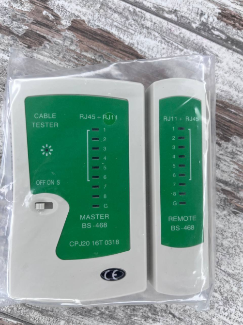 Тестер телефонного та мережевого кабелю RJ45 RJ11, прилад для діагностики зелений Київ - фото 1