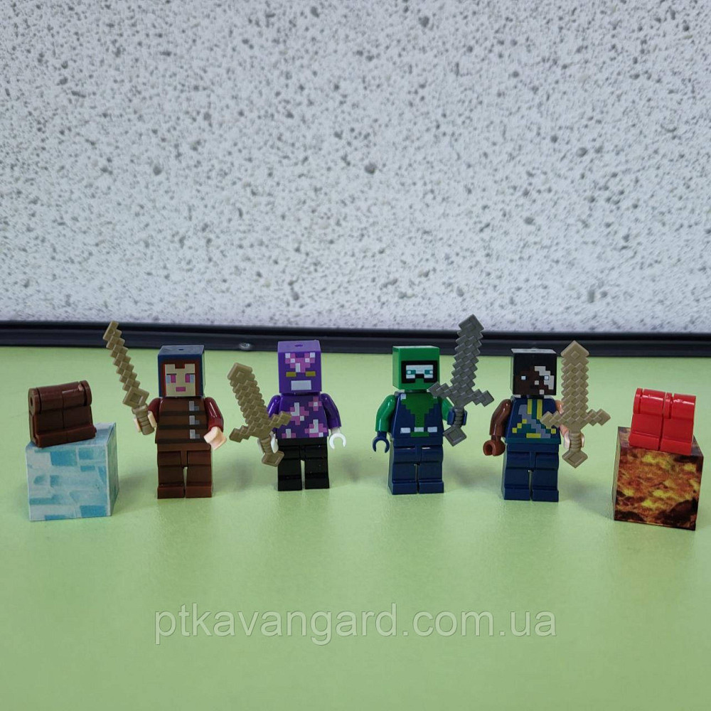 Набор фигурок Minecraft 4 шт с магнитными блоками и ножками фигурок, оружие 4021 Хмельницкий - изображение 1