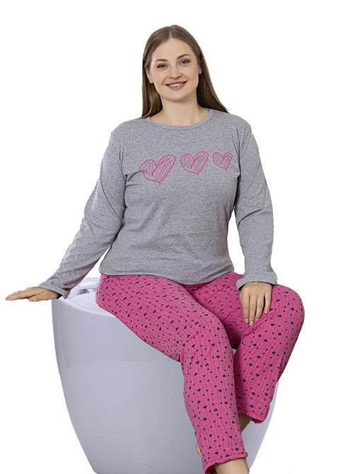 Тепла жіноча піжама трикотажна C34625 XL Київ - фото 1