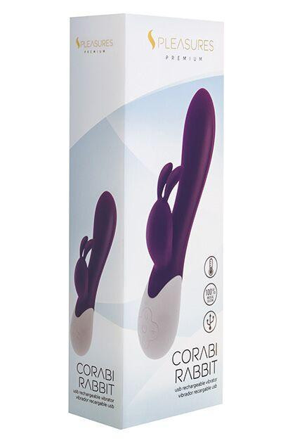 Вібратор-кролик S Pleasures Premium Corabi Rabbit, фіолетовий, вушка для клітора, 16 режимів, нагрівання Sex Aura Київ - фото 3