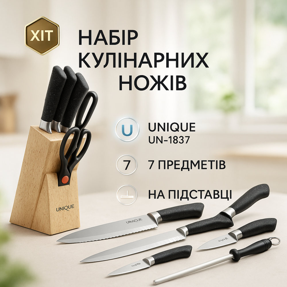 Кухонні ножі високої якості UNIQUE, Набір ножів для готування, Топ кращих ножів для кухні AW-98 Львів - фото 5