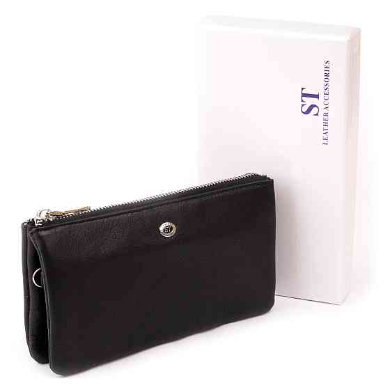 Вместительный клатч на два отделения женский ST Leather 19246 Черный Киев