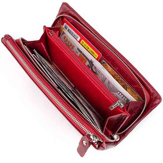 Кошелек-клатч из кожи с карманом для мобильного ST Leather 19311 Бордовый Киев