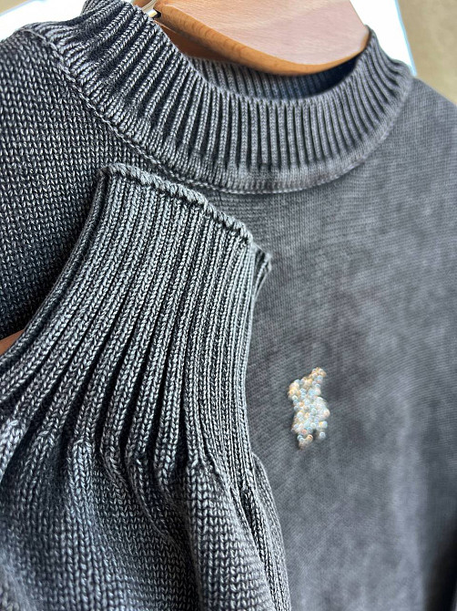 Светр жіночий A-N 870 варений ведмедик камінчики середня довжина оверсайз 44-48, чорний, 44-48 Київ - фото 7