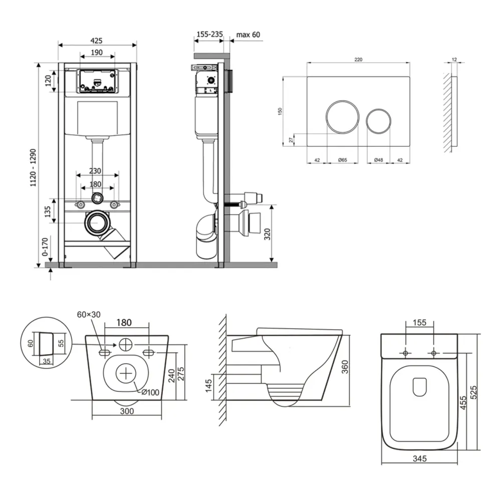 Готовое решение Qtap для ванной комнаты: подвесной унитаз Tern Ultra Quiet 525x345x360 + комплект инсталляции Nest 4 в 1 (круглая Киев - изображение 17