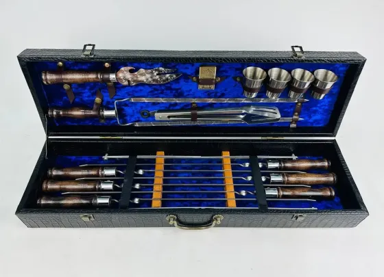 Набори шампурів, Набір шампурів у шкіряному кейсі VIP 7 Шампури, вертіла Тернопіль