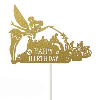 Топпер С Днем Рождения с блестками 13 на 10 см золотистый Киев