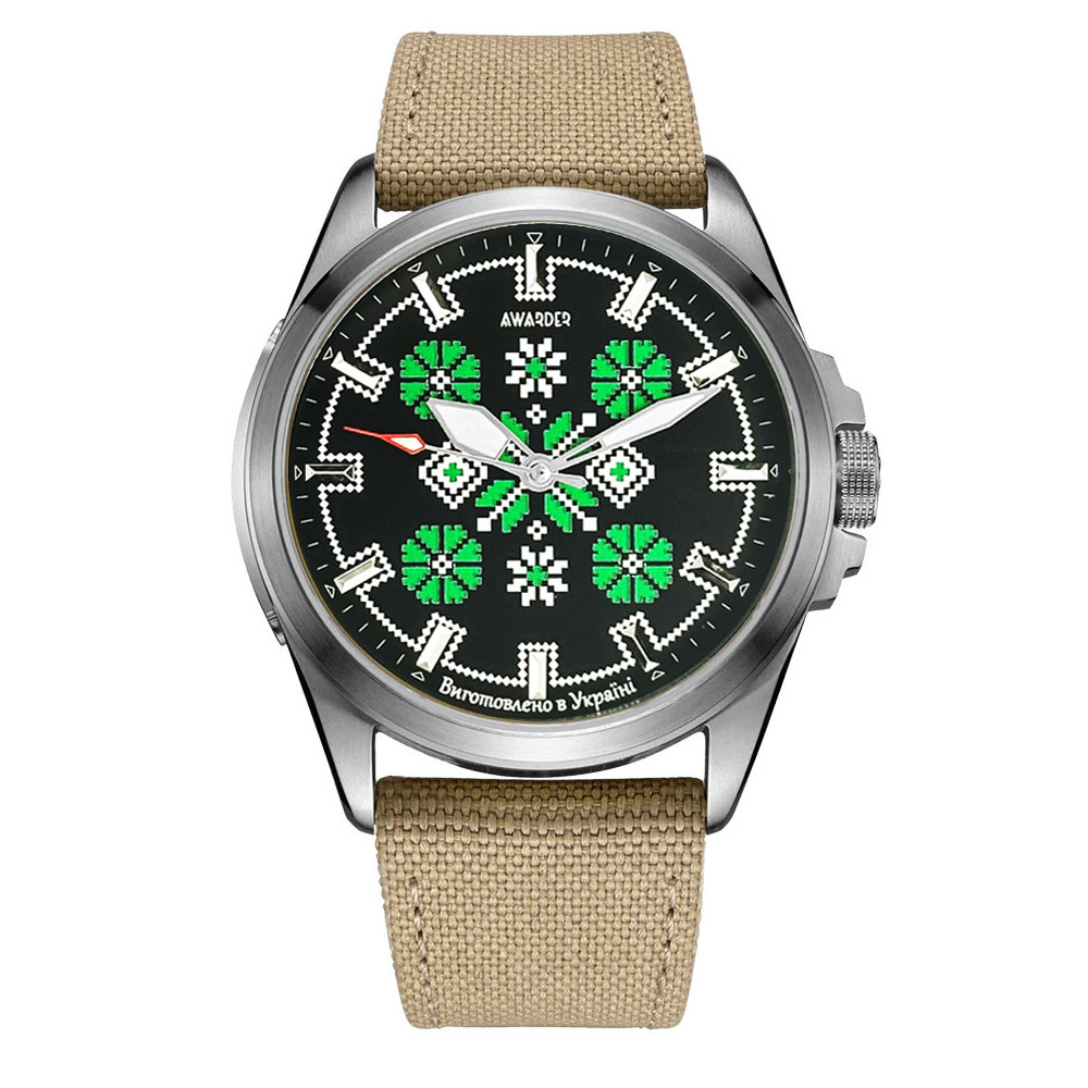 Awarder Embroidery Silver-Green Khaki Ba,ery 10ATM SBR Київ - фото 1