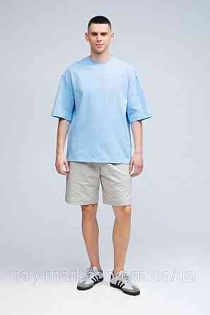 Костюм футболка оверсайз голубая и шорты бежевые RAY BASIC мужской (U1801M-Blue-Cream) M Киев