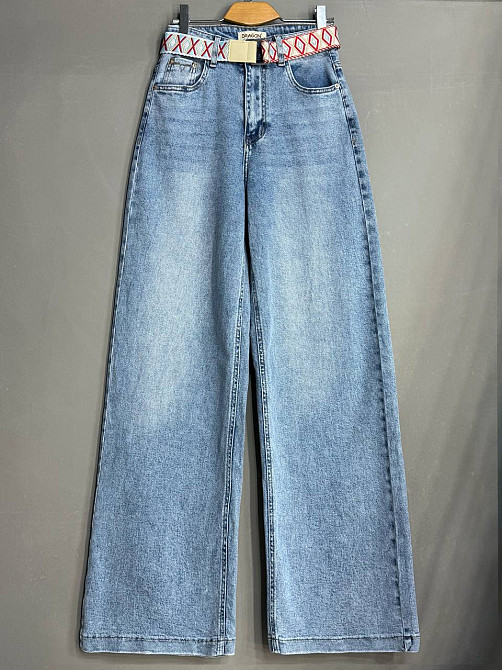 Джинсы женские Dragon 8325 палаццо ровные с поясом стрейчевые голубые, голубой, 28, 28, 74 см, 100 см Киев - изображение 7