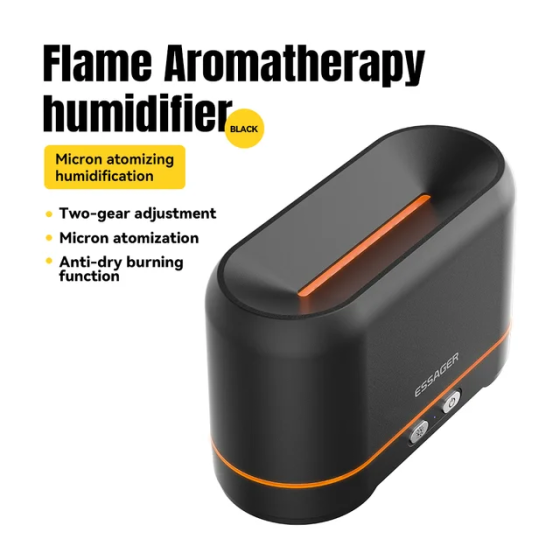 Зволожувачі повітря ESSAGER Flame Aromatherapy Humidifier Black Одеса