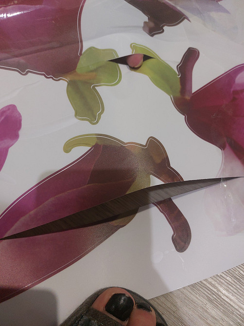 Вінілова наклейка на стіну Квіти з дефектом 50 на 70 см фіолетовий Київ - фото 2