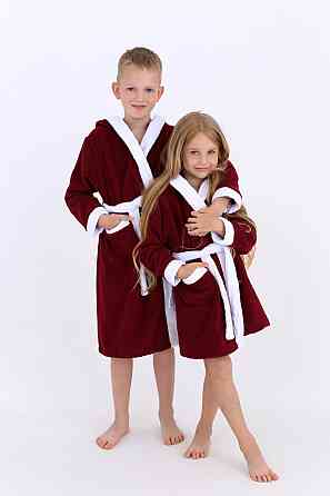Халат дитячий Ideal Textile махровий з капюшоном бордовий (56860471) Чернівці