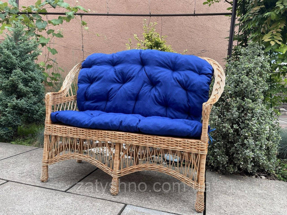 Диван плетеный из лозы с синей накидкой Киев - изображение 7
