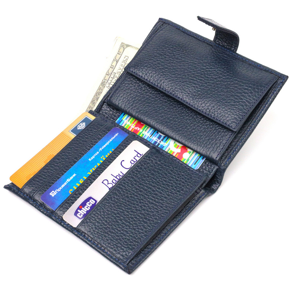 Практичный вертикальный мужской кошелек среднего размера из натуральной кожи флотар CANPELLINI 21735 Синий Киев - изображение 6