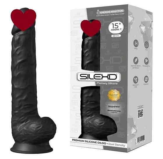 Фалоімітатор гігант термореактивний Silexd Model (15") DD03 чорний Sex Aura Київ