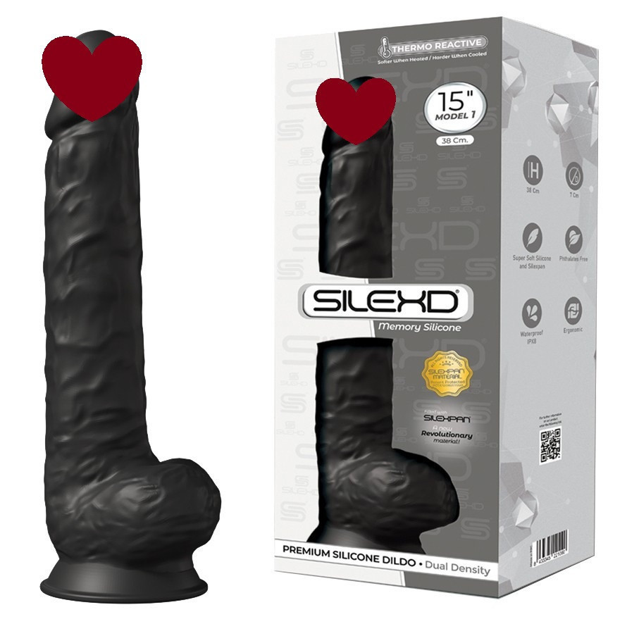 Фалоімітатор гігант термореактивний Silexd Model (15") DD03 чорний Sex Aura Київ - фото 1