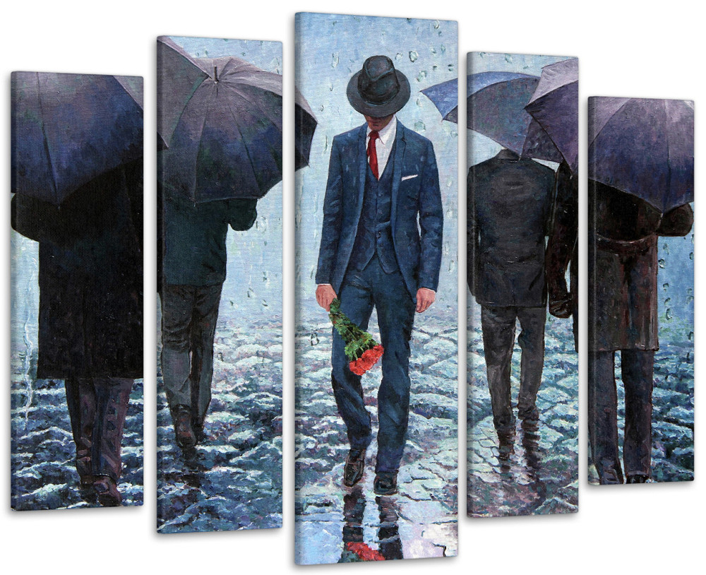 Модульная картина Мужчины под зонтом Art-270_5 ( 80х118см ) 90х132 см Киев - изображение 1