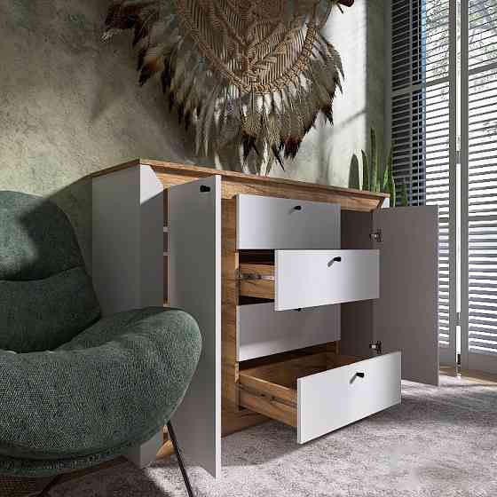 Комод в спальню Эверест Нордик-1400 140х38х95 см Белый + Дуб крафт золотой (DTM-5531) Днепр