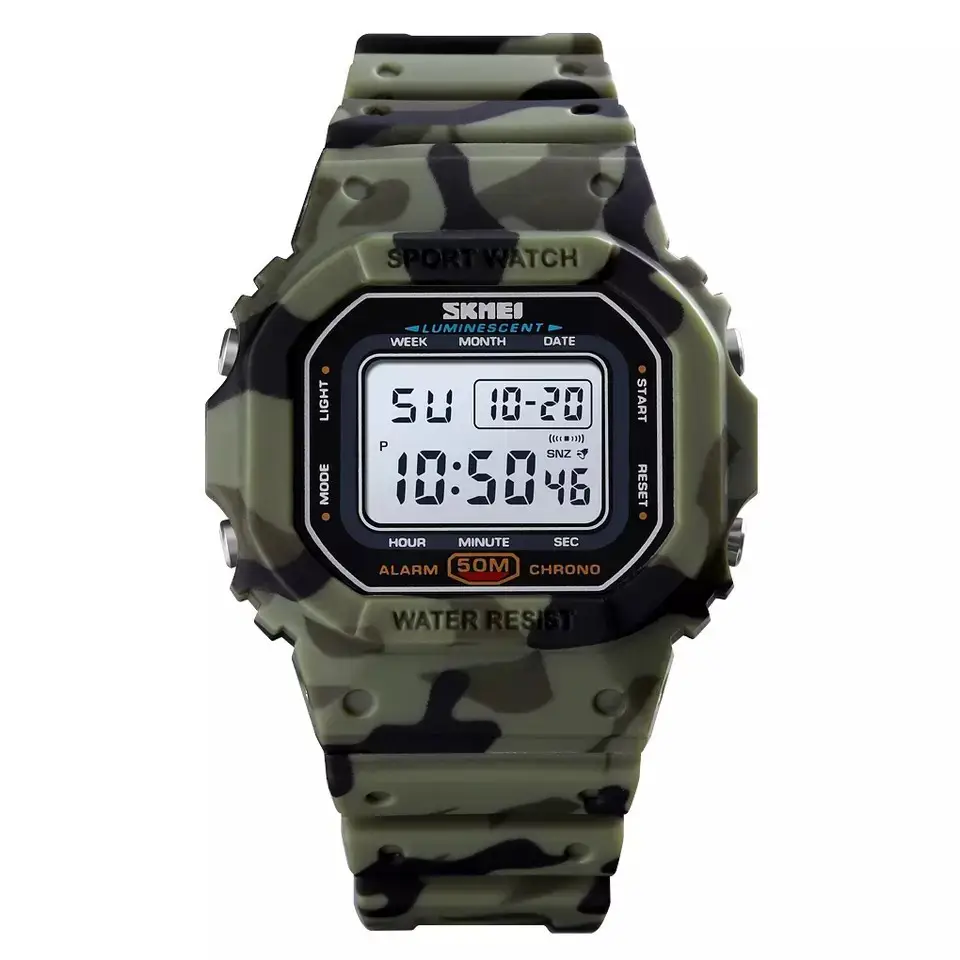 Дитячий наручний годинник Skmei 1608 (Зелений камуфляж) Вінниця - фото 1