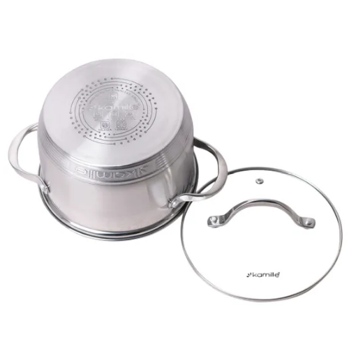 Каструля нержавіюча сталь 4,7л з кришкою 7-шарове дно 4722S KAMILLE Житомир - фото 2