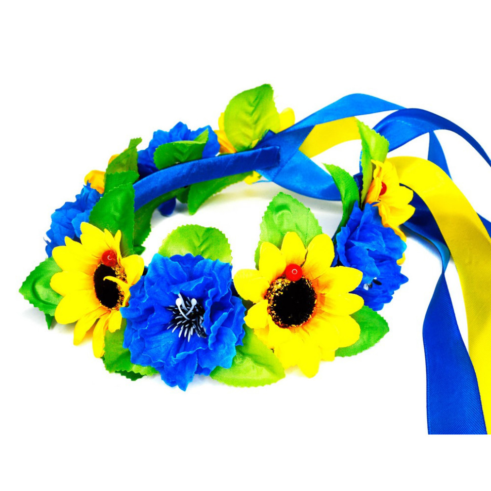 Обідок-вінок український "Квіти" 0205-759 з об'ємними квітами Вінниця - фото 1
