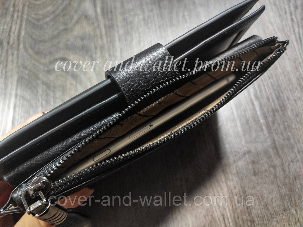 Стильный кожаный кошелек клатч черного цвета для мужчин и женщин Marco Coverna (1426 black) Киев - изображение 4