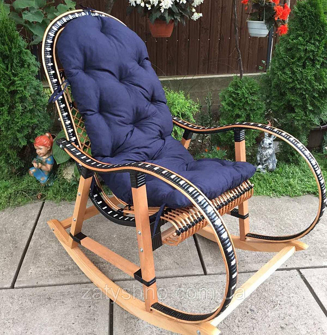 Кресло качалка с подушкой | кресло-качалка плетеная с лозы | кресло качалка коричневая Киев - изображение 4