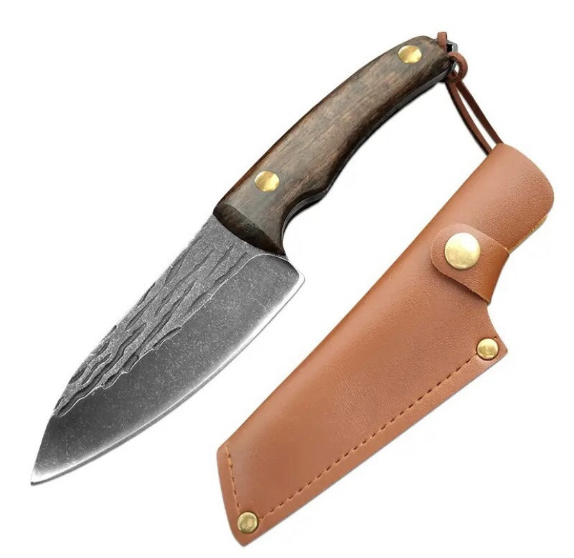 Походний ніж, ніж для полювання, рибацький ніж, ніж для кемпінга та природи, 20 см, нержавіюча сталь, коричневий Київ - фото 1
