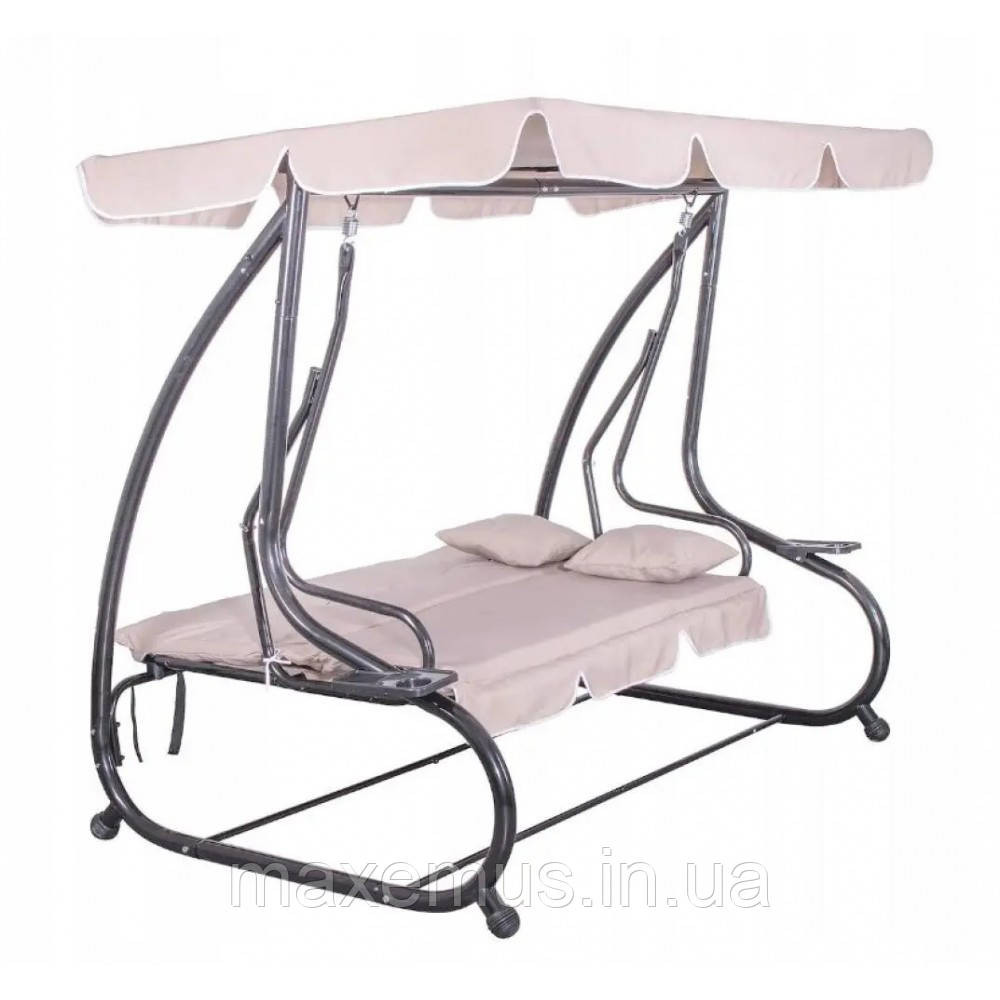 Садовые качели Bonro Garden BW002 раскладная 3-х местная качели для сада и террасы бежевая Мостиська - фото 9