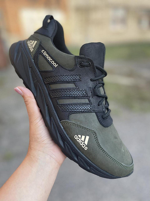 Кросівки осінь-весна натуральна шкіра чоловічі колір хакі 386-ч/з Харьков - изображение 1