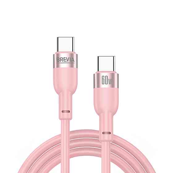 Кабель Brevia Type-C to Type-C 60W 1,2м, рожевий ZIP (52120PCCZ1) Львів